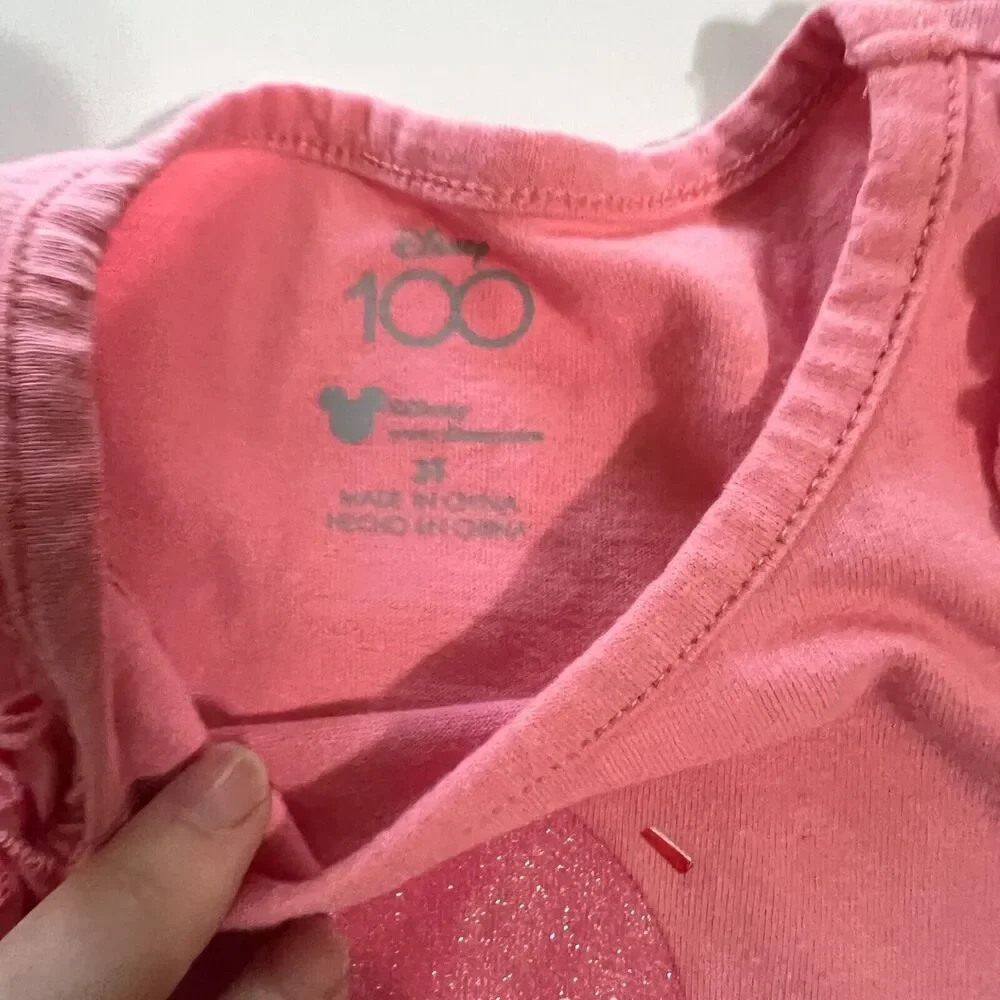 Disney 100‎ Toddler Pink Ruffle Tank Top Minnie Mouse 3T Celebrate Balloon